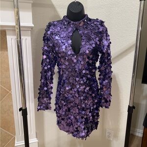 Fashion Nova Glittering Purple Sequin Dress